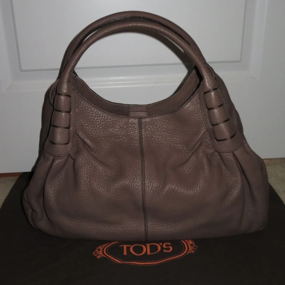 Tod's Taupe Mauve Deerskin Ivy Sacca Hobo Bag